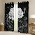 thumbnail image 2 of Manfei Chic Flower Rose Blackout Curtains Set of 2 (52x84 Each),Musical Melody Window Curtains,Silver Black Curtains and Drapes,Ultra Soft Room Decor, 2 of 6