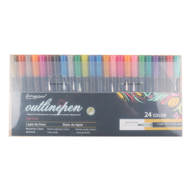 Outline Markers, Double Line Glitter Shimmer Markers Set of 8 / 12 / 24  Colors Self-outline Markers Pens for Card Making, Lettering, DIY Art  Drawing