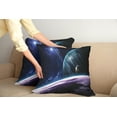 thumbnail image 2 of Ambesonne Space Throw Pillow Cover 2 Pack, Universe with Planets, 24", Blue Purple, 2 of 7