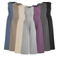 thumbnail image 2 of Qudderr Womens Crewneck Jumpsuits Summer Casual Rompers Sleeveless Slim Bodysuit Women's Elastic Waist Loose Onesies with Pockets S-2XL, 2 of 9
