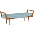 thumbnail image 5 of Ink+Ivy Boomerang Bedroom Bench - Solid Wood, Button Tufted Design, Mid-Century Modern Style Seating Accent Ottoman, Blue/Pecan, 5 of 5