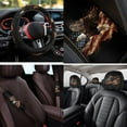 thumbnail image 4 of HUISEFOR 14 Pcs Vintage American Flag Car Seat Cover Full Set Anti Slip Including Car Steering Wheel Cover, Belt Cover, Armrest Cover, Headrest Covers, Fit for Most Sedans SUVs, 4 of 5