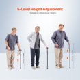 thumbnail image 3 of VEVOR Walking Cane for Man Woman, Folding Walking Stick with 5-Level Adjustable Height& Anti-Slip Rubber Tip,Lightweight and Portable Aluminum Mobility Walking Aid for Seniors Adults, 220LBS Loading, 3 of 9