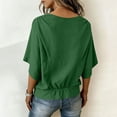 thumbnail image 6 of Guluxicc Womens Summer Cotton Linen Half Sleeve Shirt Crewneck Loose Fit Solid Oversized Basic Tee Blouse Banded Bottom Tops, 6 of 9