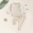 thumbnail image 2 of HCNTES Baby Boy Winter Clothes Toddler Baby Boy Clothes 1T 2T 3T 4T 5T Winter Outfits Contrast Color Long Sleeve Sweatshirt + Pants Sets, 2 of 5