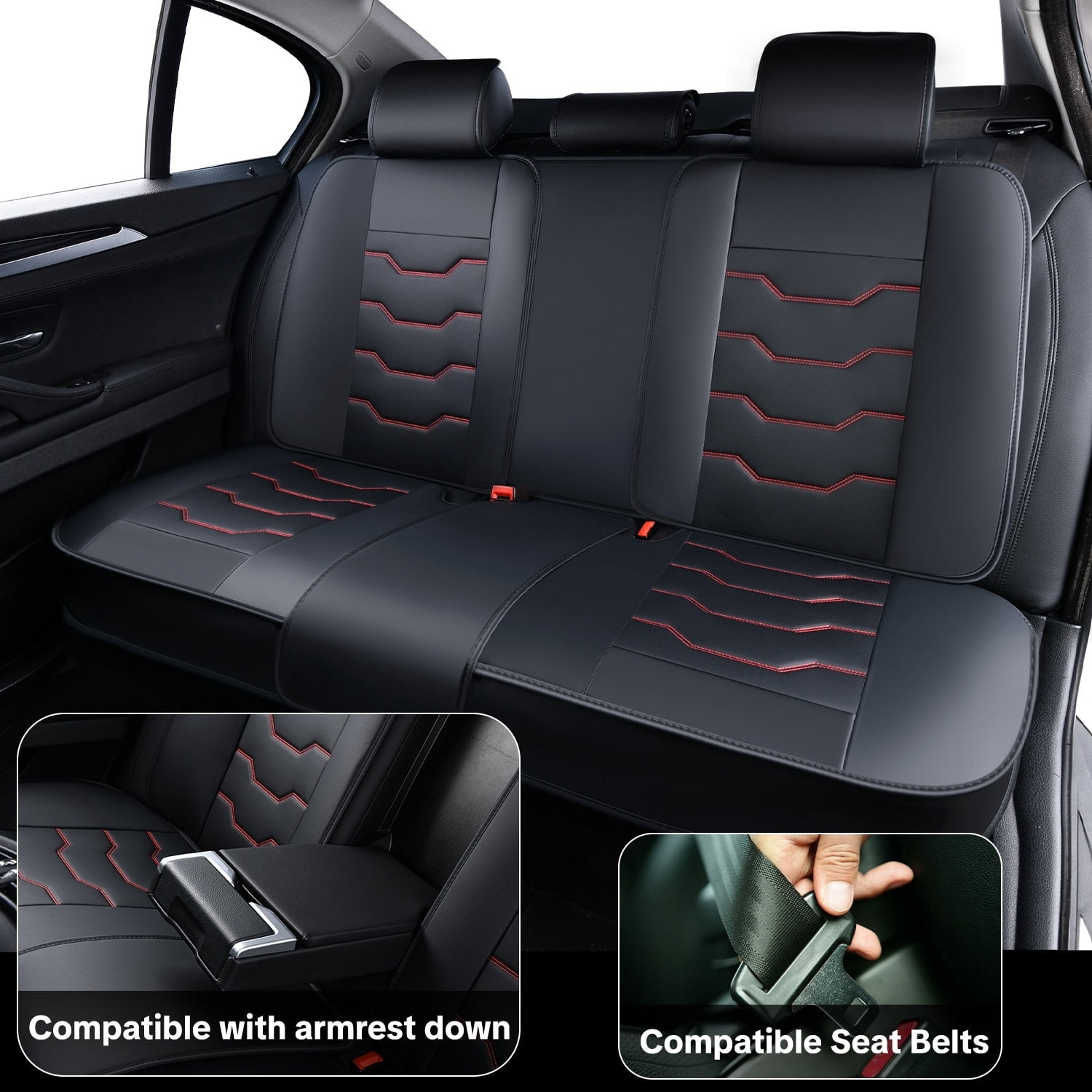 Leather Car Seat Covers, Universal Type, Suitable For Most Cars, Trucks, Suvs, And Vans, Waterproof And Non-Slip Protective Covers, Compatible With Airbags.