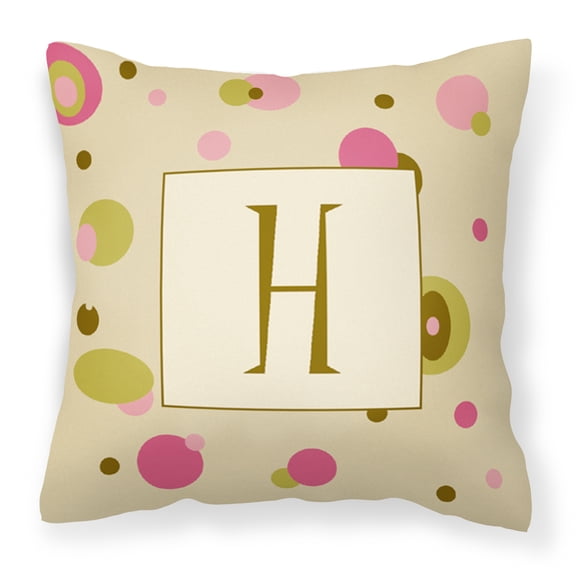 Carolines Treasures CJ1004-HPW1414 Letter H Initial Monogram - Tan Dots Fabric Decorative Pillow, 14Hx14W, multicolor