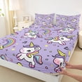 thumbnail image 4 of Metsweet Kawaii Unicorn Bed Sheets 4-Piece, Magic Horse Rainbow Full Size Sheets,1 Fitted Sheet, 1 Flat Sheet and 2 Pillowcases, 4 of 5