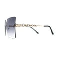 thumbnail image 3 of SA106 Womens Rhinestone Jewel Arm Rimless Block Lens Shield Sunglasses Gold Smoke, 3 of 4
