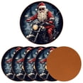 thumbnail image 2 of Santa Claus Round Coasters 6PCS Set in Microfiber Leather, 11x11 cm/4.3x4.3 in, & Stylish Drink Mats for Table, 2 of 6