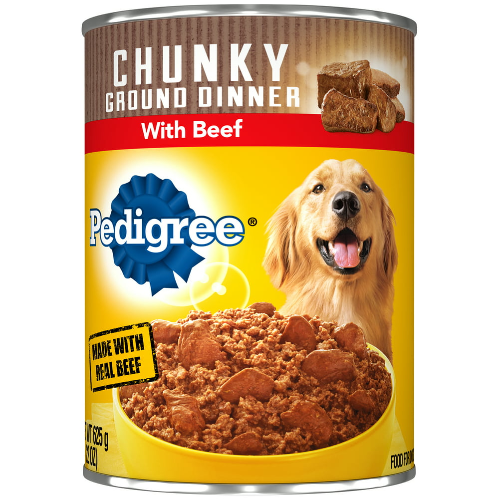 Pedigree Chunky Ground Dinner With Beef Adult Canned Wet Dog Food, 22