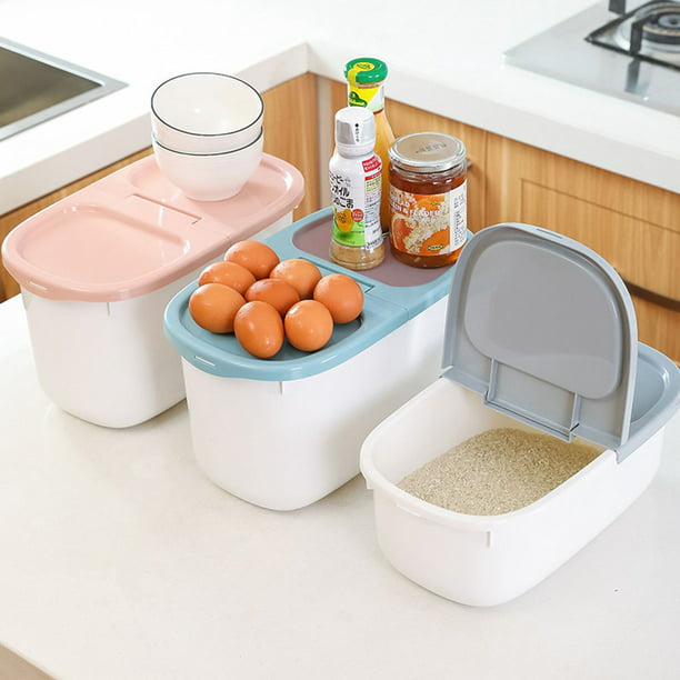 TureClos Insect-proof Rice Storage Container Moisture-proof Home Kitchen  Grain Box with Cover Plastic Seal Barrel