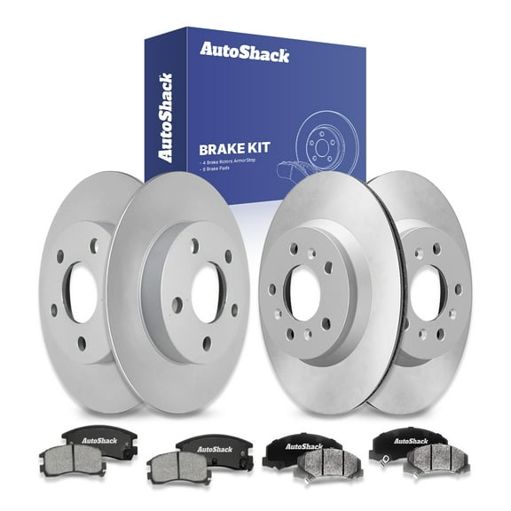 AutoShack Front Vented & Rear Solid Coated Brake Rotors   Ceramic Pads 12-PC Brake Kit Replacement for 2010 Chevrolet Impala ArmorStop