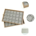 thumbnail image 3 of Unique Bargains Set of 2 Wood Jewelry Trays for Drawers Stackable Girls' Jewelry Organizer Light Brown-24 Grid Tray, 3 of 7