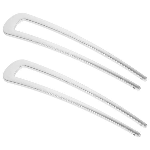 2 horquillas de metal elegantes en forma de U para moños, accesorios elegantes para el cabello para mujeres, adornos elegantes para el cabello, horquillas de metal duraderas.