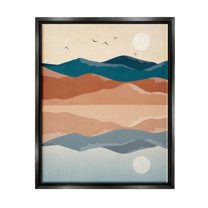 Stupell Industries Birds Flying Over Mountain Peaks Lake Reflection Graphic Art Jet Black Floating Framed Canvas Print Wall Art, Design by JJ Design House LLC