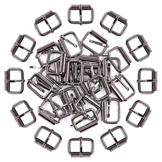 Hebillas Rodillo Metálicas Sweet de 25 mm en Negro Gun, Paquete de 60 Piezas