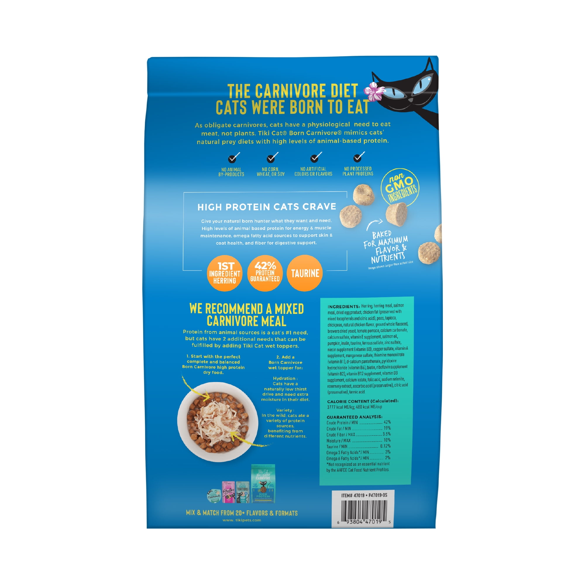 Tiki Cat Born Carnivore High Protein Dry Cat Food, Herring & Salmon Meal, 11.1 lbs. Bag