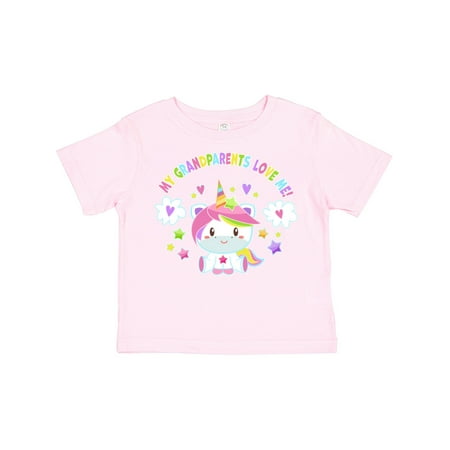 

Inktastic My Grandparents Love Me with Cute Rainbow Unicorn Gift Toddler Boy or Toddler Girl T-Shirt