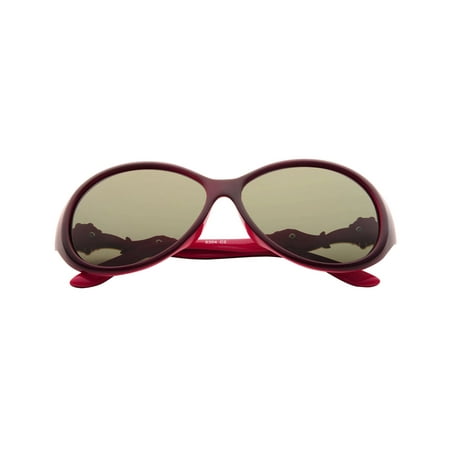 Women Polarized Sunglasses Bent Rhinestone Arm 100% UV Protection - Red