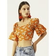 thumbnail image 2 of DressBerry Women's Printed Cotton Semi Puffed Ruffled Elbow Sleeves Cropped Top High Waist Square Neck Casual Summer Wear Short Top, 2 of 8