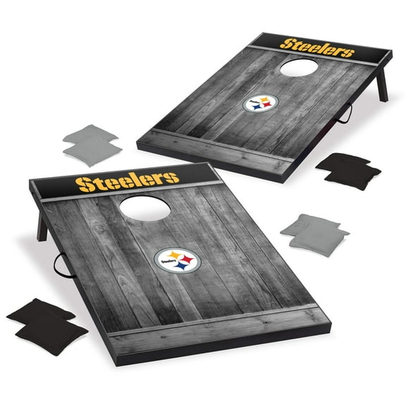 Wild Sports 2'x3' MDF Wood NFL Pittsburgh Steelers Cornhole Set - Grey Wood Design