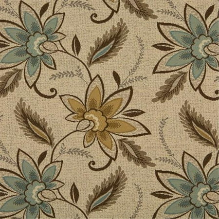 54 In Wide Beige 44 Brown And Teal Floral Vines Woven Solution