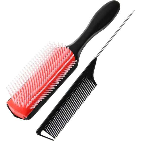 GHSDFBB Curly Hair Brush, Hairbrush for Natural Curly Hair Black 9 row d3 Classic Styling Travel Denmin Denman Detangling Nylon Bristle Detangler for Defining Curls Hair Brush, Wet Small Shower
