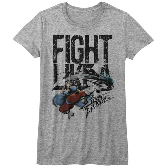 Street Fighter Fight Like A Gray Heather Junior Women's T-Shirt