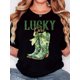 thumbnail image 1 of Women'S T-Shirt, "Luckyl Green Bow Boots Four-Leaf Clover" Print, Retro Minimalist Fashion, Round Neck, Casual Comfort, Sports Short-Sleeved T-Shirt, 1 of 6