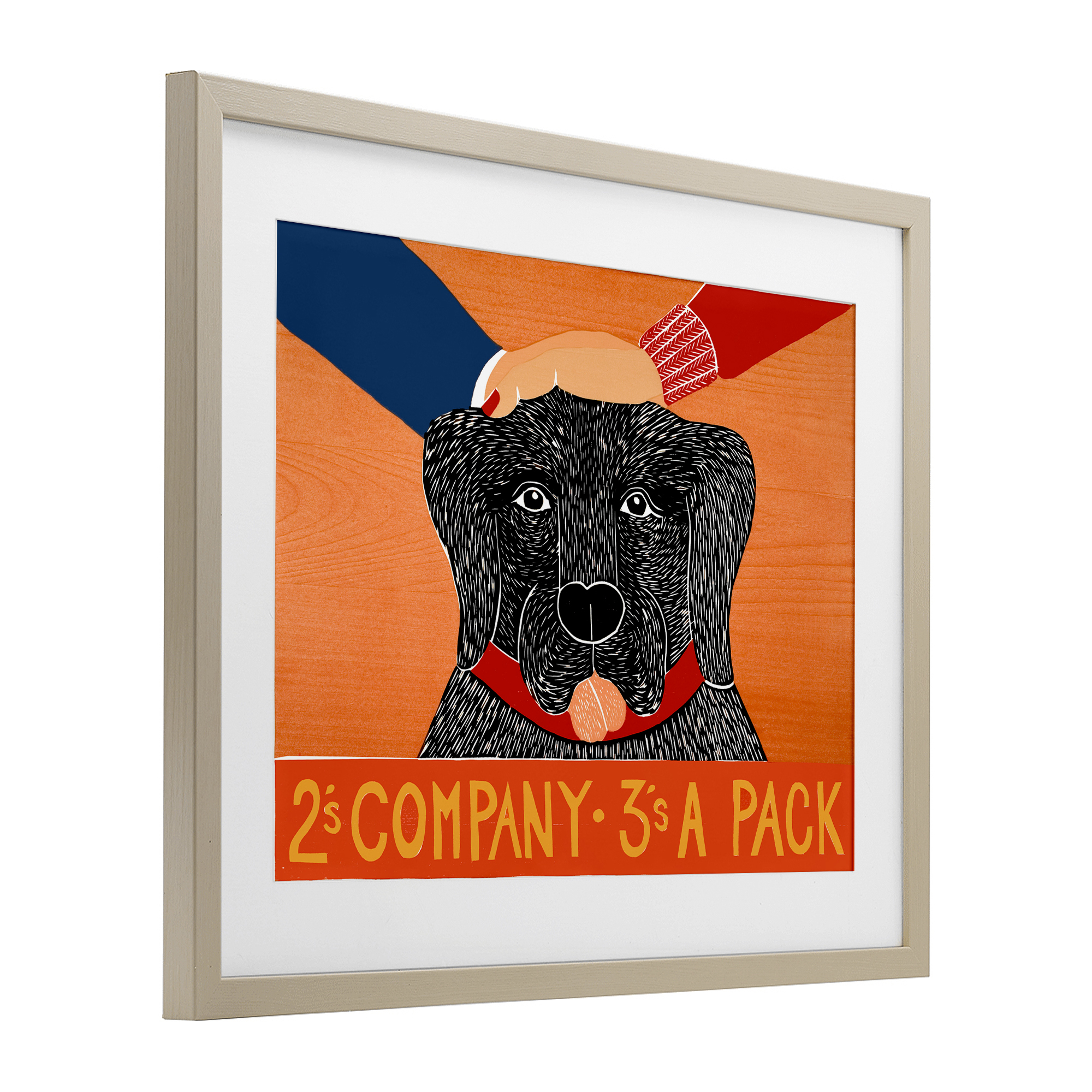2's Company Dog Birch Framed Print Under Glass, design by Stephen Huneck
