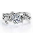 thumbnail image 1 of JeenMata Juego de Anillos de Boda de Moissanita de Fuego de Corte Redondo de 0,50 Quilates Juego de Bodas de Moissanita Vintage: Oro Blanco de 18 K sobre Plata, 1 of 6