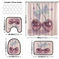 thumbnail image 4 of 4-Piece Bathroom Set with Waterproof Shower Curtain with Non-Slip Bath Mat, U-Shaped Mat & Toilet Lid Cover Pink Large Cherries, 4 of 8