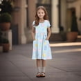thumbnail image 4 of Robe à Manches Courtes pour Filles avec Imprimé Tissu Doux Col Rond Coupe Décontractée avec Poches Latérales pour Enfants Usage Quotidien, 4 of 4