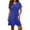 Blue, variant on Woman Dress Fashion Solid Color V-Neck Mid-Length Dress Leisure Slim Fit Short Sleeve Dresses