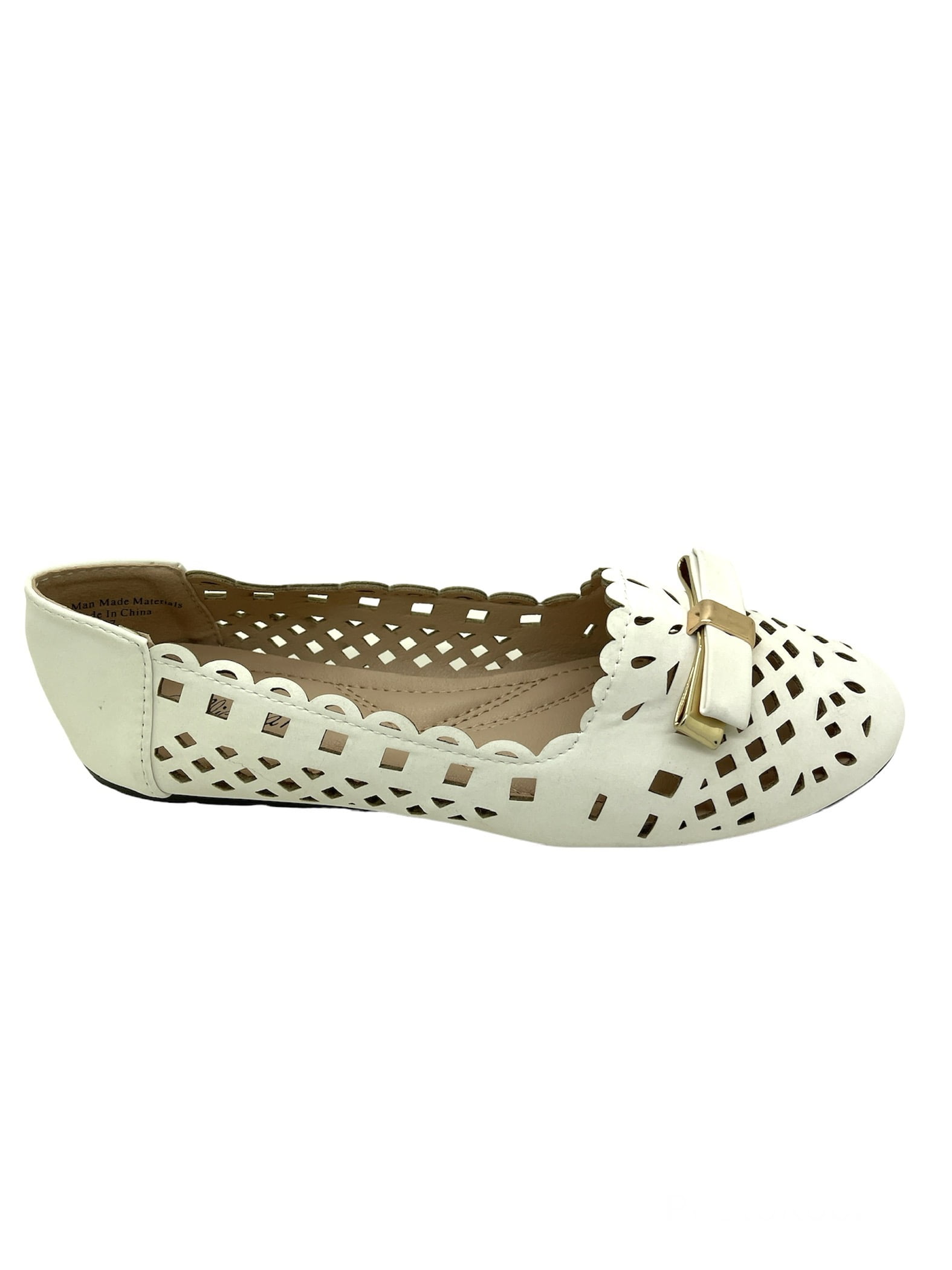 Victoria K Women's Snake Skin Texture Gold Chain Buckle Ballerina Flats