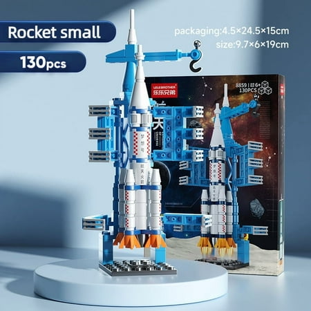 Rocket Building Blocks Spaceship Space Station Apollo V 5 Crew Dragon Falcon Heavy Saturn V 5 Model Gifts Boys Girls Adults