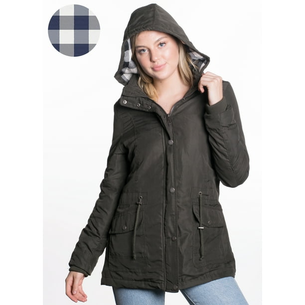 Special One Women's Parka Jacket with Buffalo Plaid Lining and
