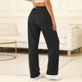 thumbnail image 4 of WERYOUNG Women's Casual Pants Solid Color Elastic Waist Athletic Trousers Outing Wear Loose Fit Straight Leg Pant With Pockets Outdoor Activities Stylish Comfortable Slacks, 4 of 6