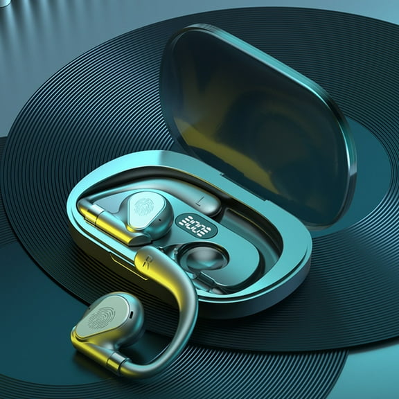 Earphone wireless, Hwkond Wireless Earbuds Headphone Bluetooth 48hrs Play Back Sport Earphones With LED Display Over-Ear Buds With Earhooks Built-in Mic Headset For Workout, Black, Up To 60% Off