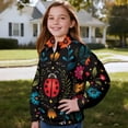 thumbnail image 3 of Uorisanigo Girls Half Zip Pullover Sweatshirt Oversized Sweatshirts Floral Ladybug Long Sleeve Sweaters Athletic Tops Quarter Zipper Cropped Sweatshirt Fashion Fall Winter Clothes, 3 of 7