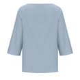 thumbnail image 5 of Daiosportswear Women's Cotton Long Sleeved Solid Linen Shirt Casual Loose Round Neck Oversized Top Blue XXL(XXL), 5 of 6