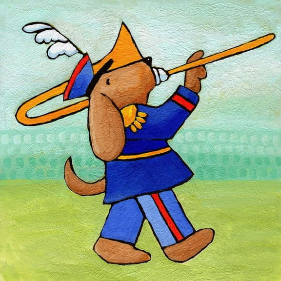 Marmont Hill "Give a Dog a Trombone" by Janet Nelson Painting Print on Wrapped Canvas