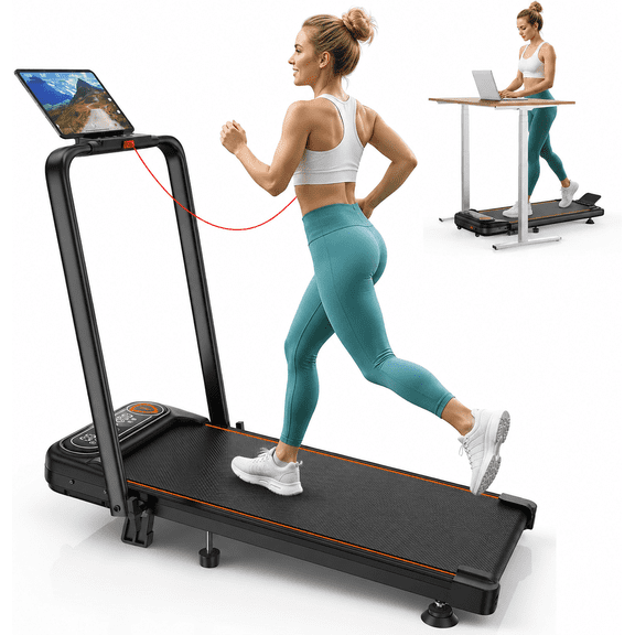 Virnas 4 in 1 Foldable Treadmill with 15% Incline, 3.5HP Low Noise Walking Pad Treadmill with Handle Bar, 350Lbs Capacity, APP & Remote Control