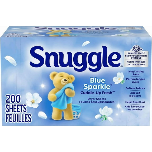 Snuggle Fabric Softener Dryer Sheets, Blue Sparkle, 200 Count
