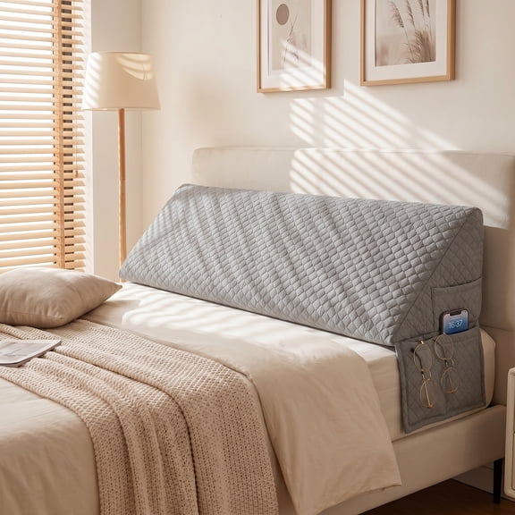 1‑Pack Wedge Pillow, Effectively Improves Sleep Quality，Cover Fabric: 54% Polyester, 31% Acrylic, 15% Bamboo Fiber; Filling Material: 35% Memory Foam, 65% Latex（Gray-Short）