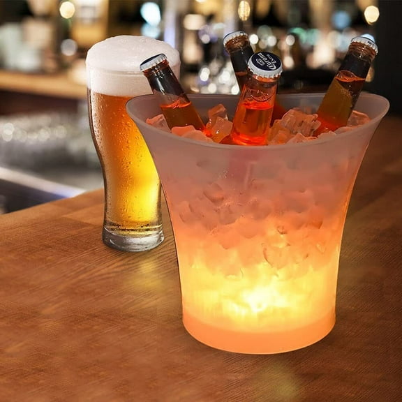 LED Ice Bucket 3 Pcs 7 Color Changing Cooler Drinking Party Wine 5L Plastic Ice Bucket