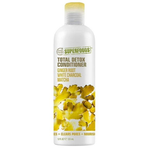 Petal Fresh SuperFoods Total Detox Conditioner - Ginger Root, White Charcoal & Matcha - Vegan & Cruelty Free - 12 fl oz