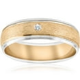 thumbnail image 1 of Mens Gold Solitaire Diamond Brushed Wedding Ring Band, 1 of 3