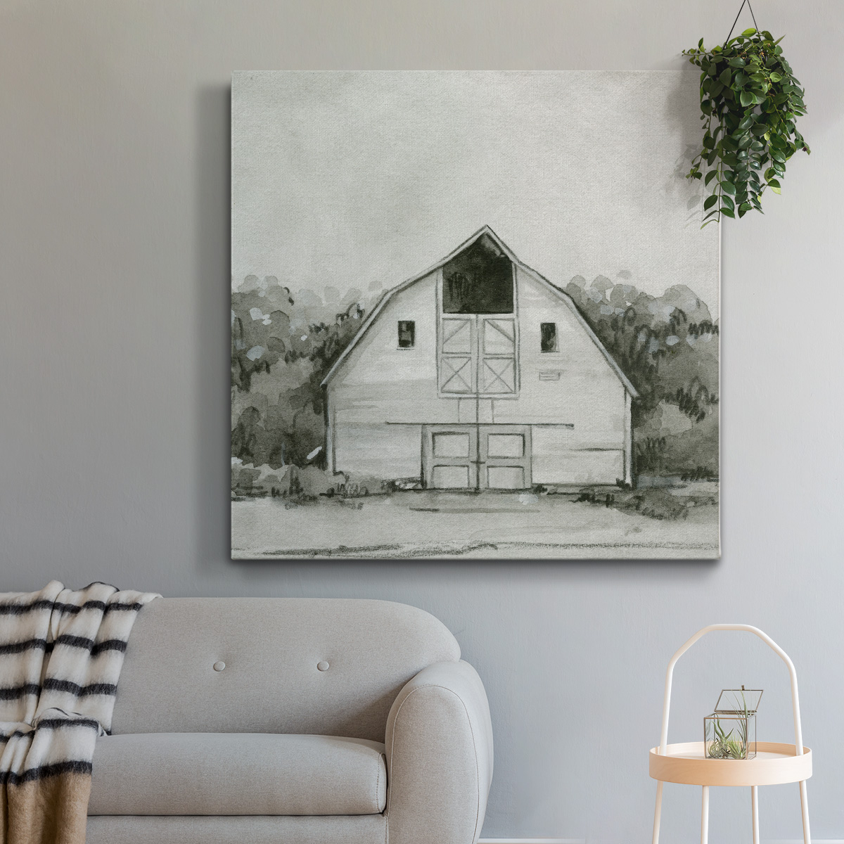 Wexford Home Solemn Barn Sketch III-Premium Gallery Wrapped Canvas, 10" x 10" - Ready to Hang